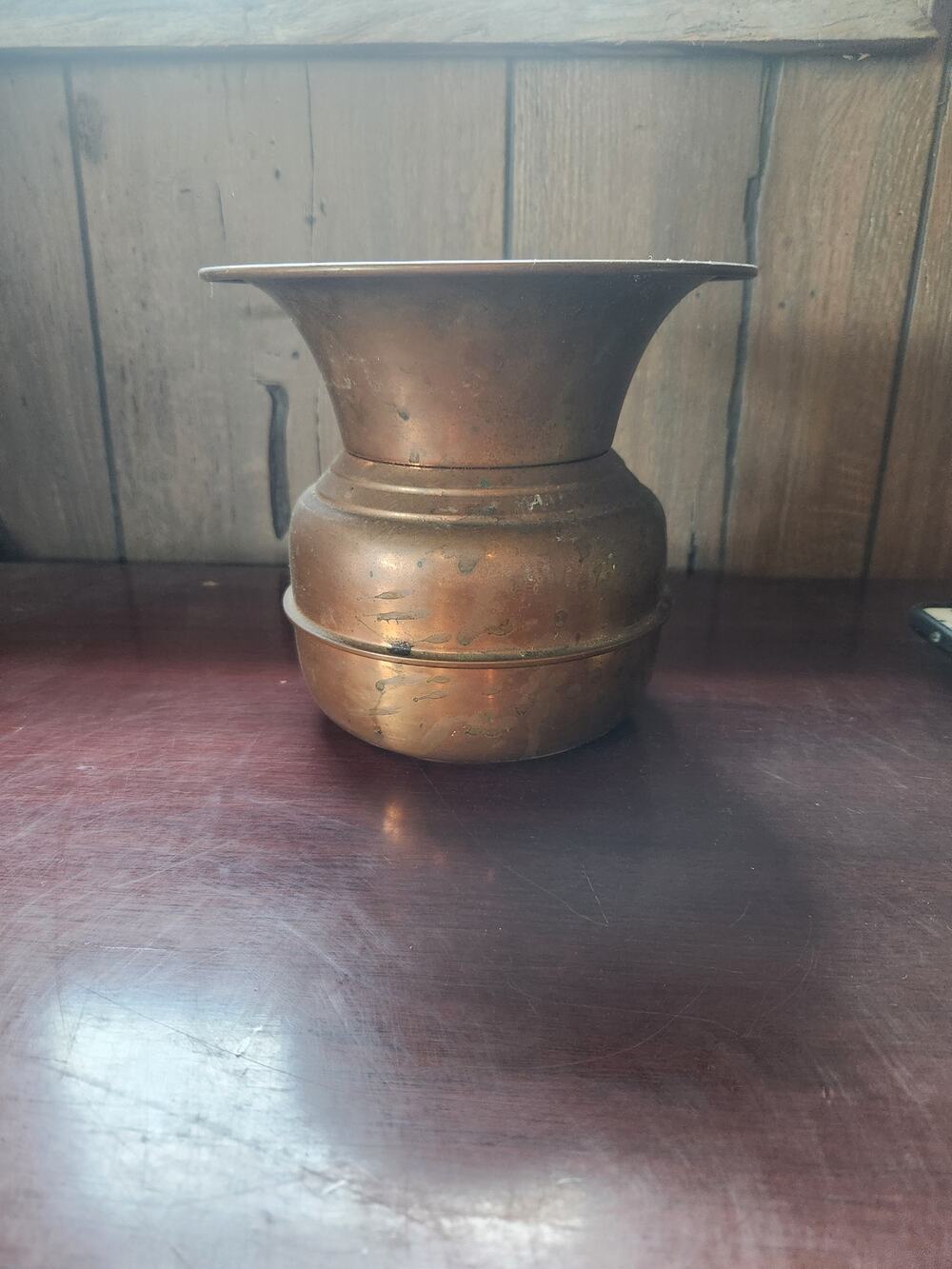 Vintage Brass Trumpet Flare Bud Vase Ribbed Neck 7in